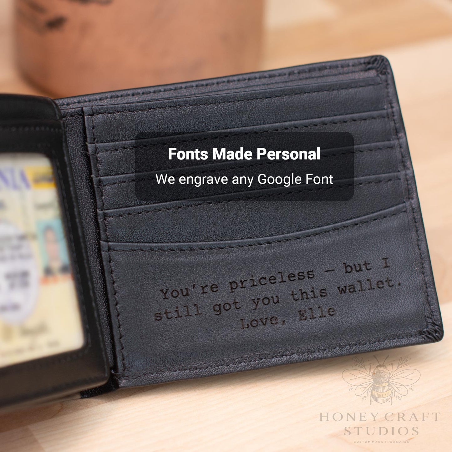 Customized Leather Wallet with Name Engraved Wallet for Men