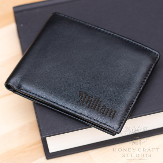 Customized Leather Wallet with Name Engraved Wallet for Men