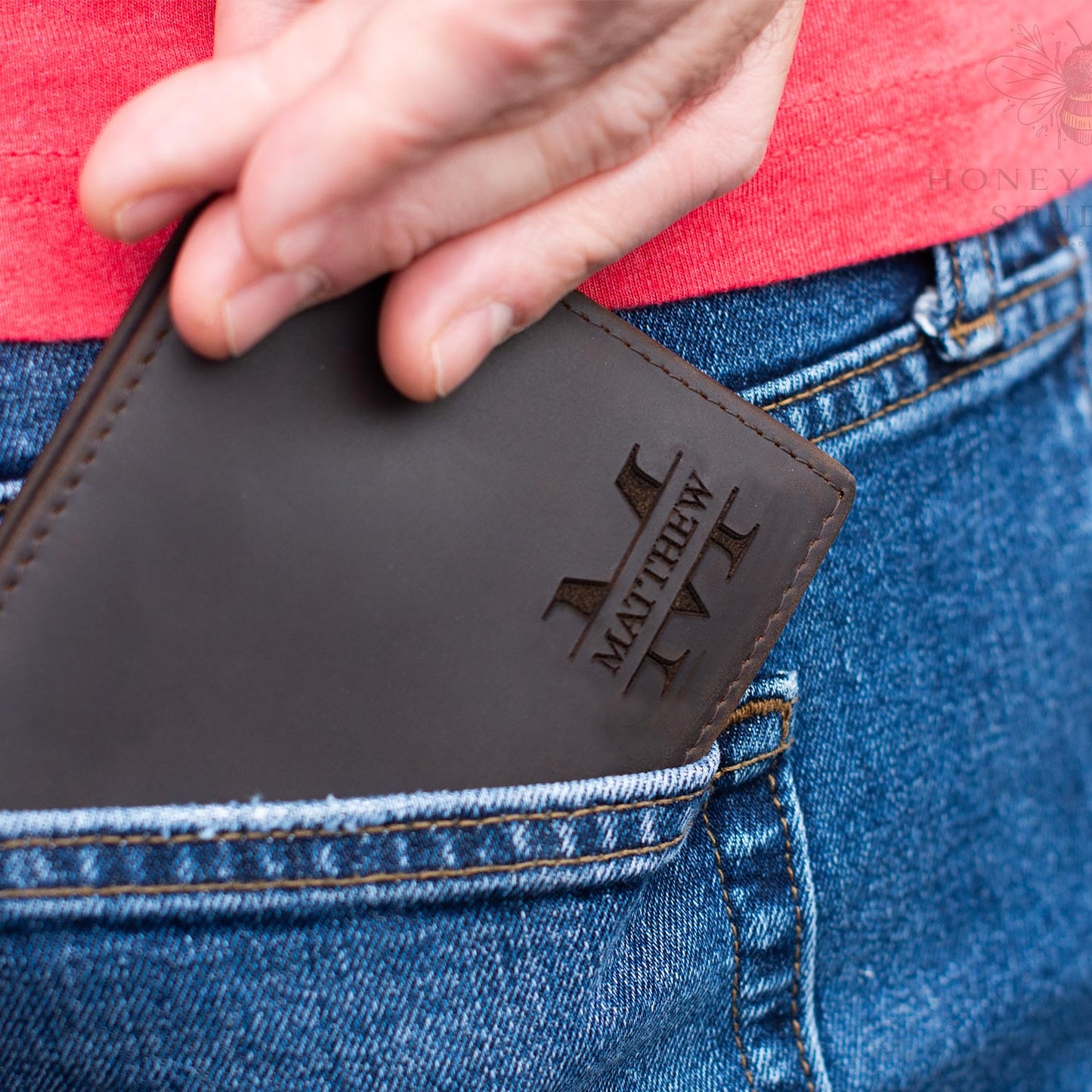 Customized Leather Wallet with Name Engraved Wallet for Men