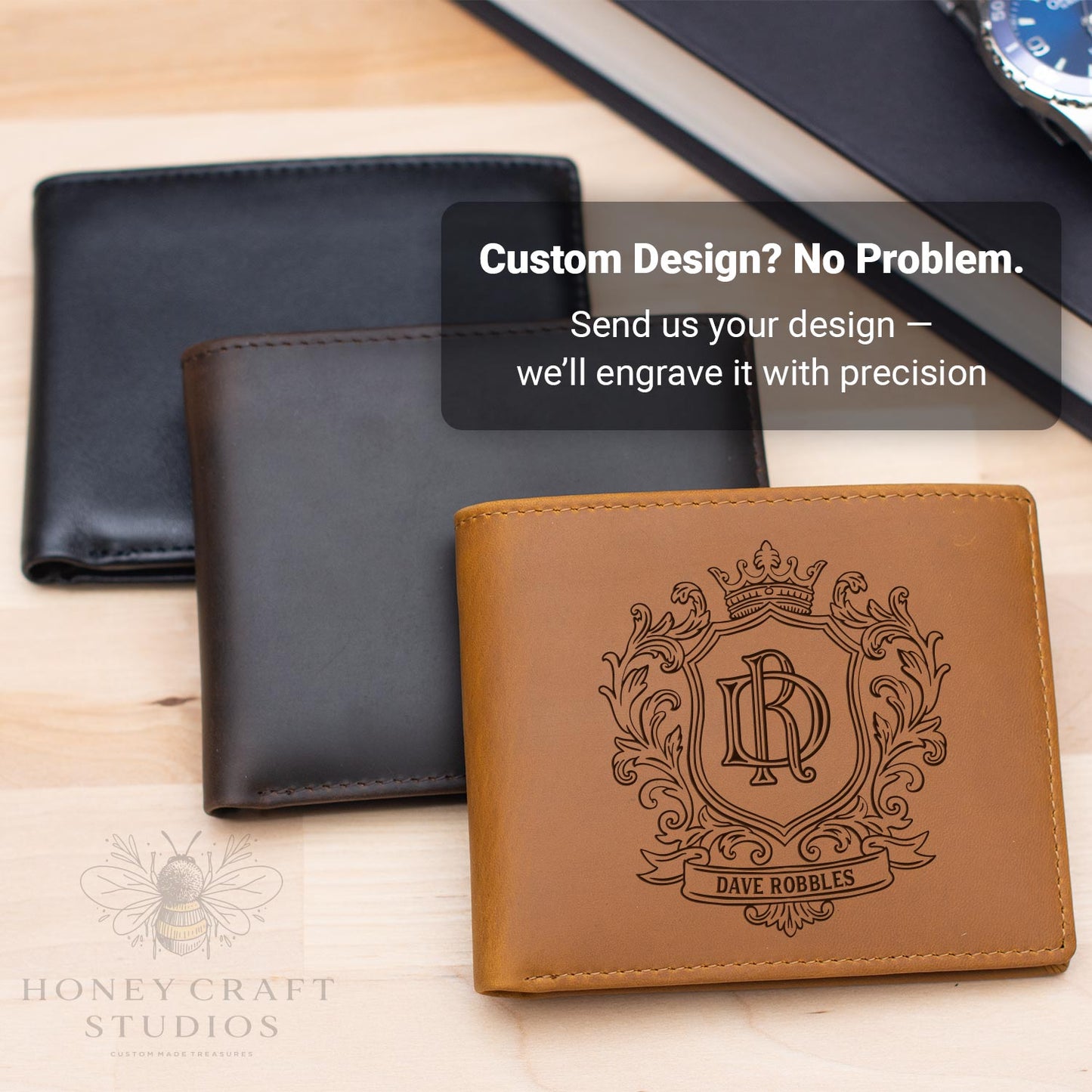 Customized Leather Wallet with Name Engraved Wallet for Men