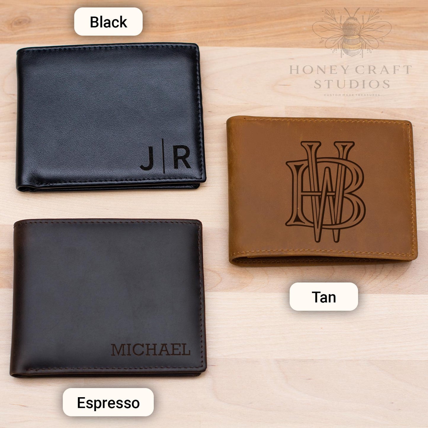 Customized Leather Wallet with Name Engraved Wallet for Men