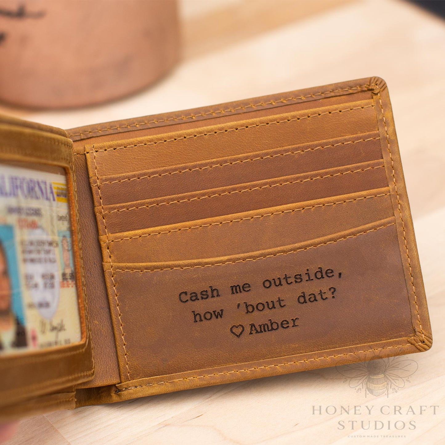 Customized Leather Wallet with Name Engraved Wallet for Men