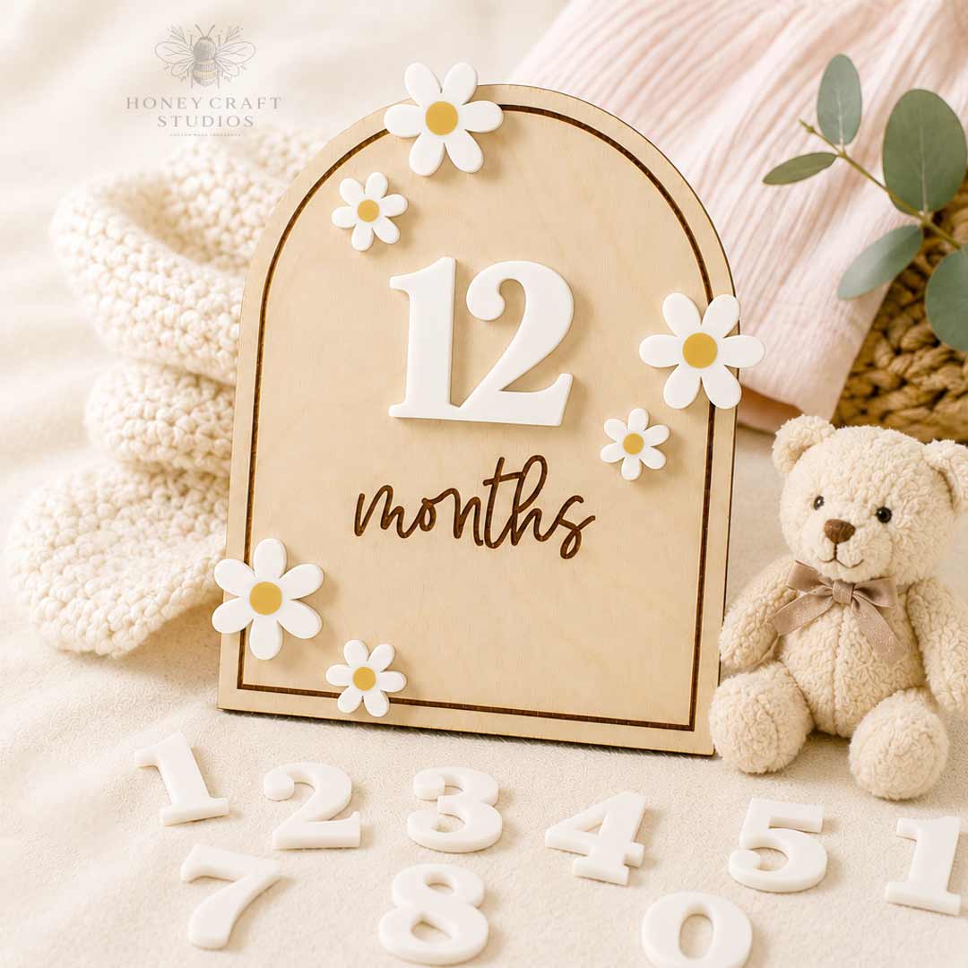 Baby Milestone Arch Sign with Daisies