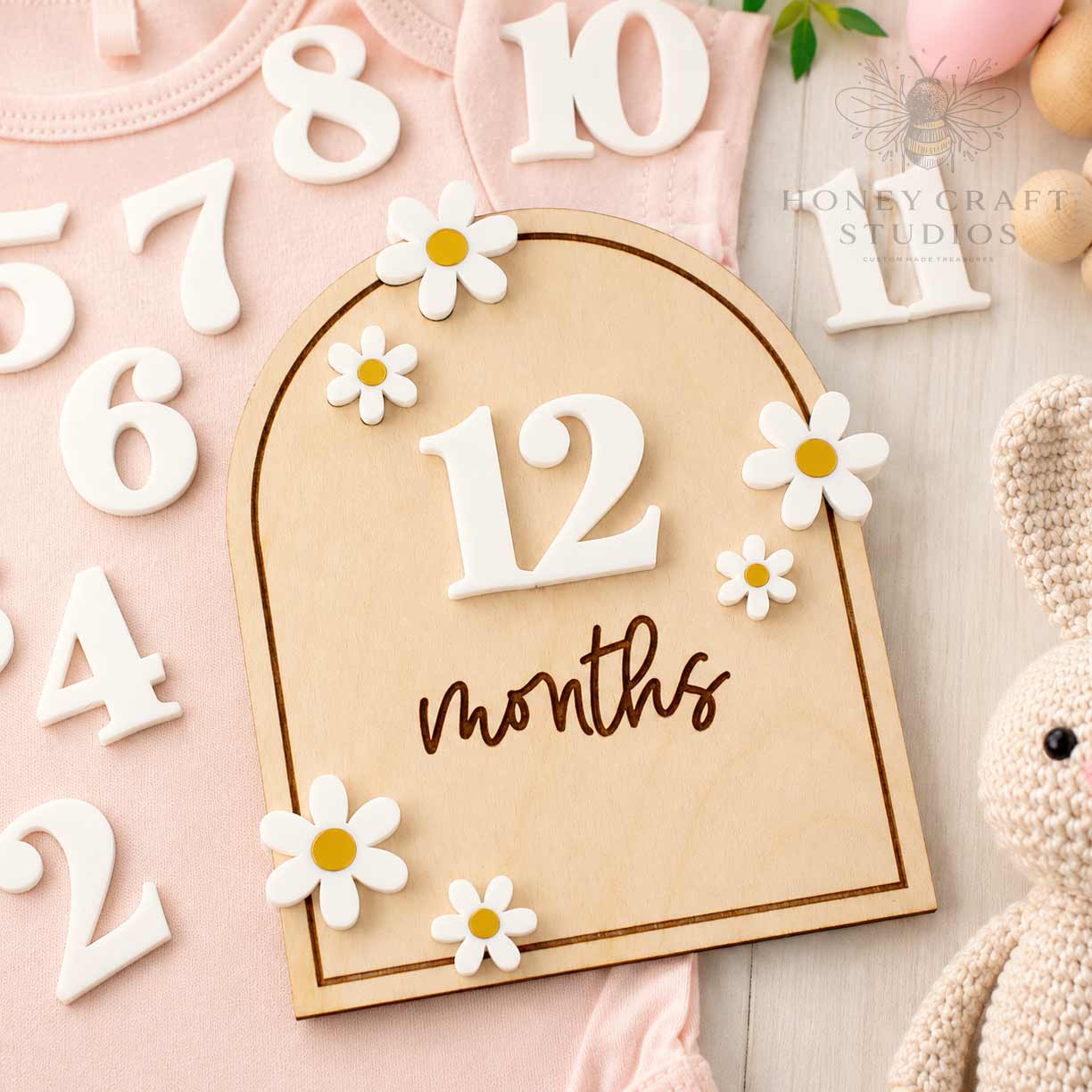 Baby Milestone Arch Sign with Daisies