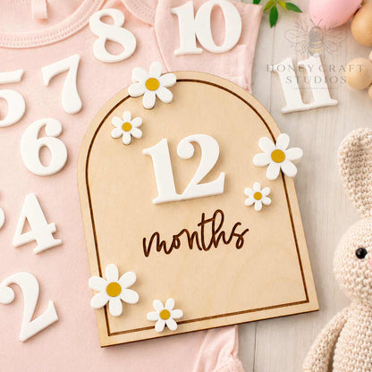 Baby Milestone Arch Sign with Daisies