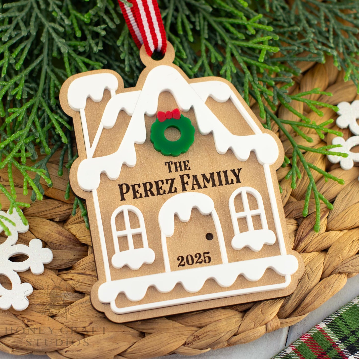 Personalized Gingerbread House Ornament | Custom Family Christmas