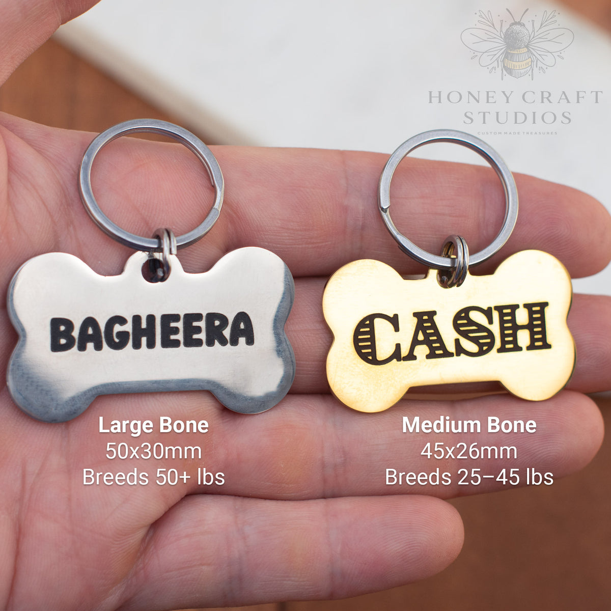 Personalized Bone Dog Tag | Deep Engraved Metal Pet ID Tag