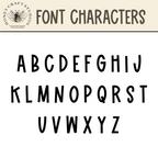 Font preview showing all character examples for custom name keychains in fixed bold style.