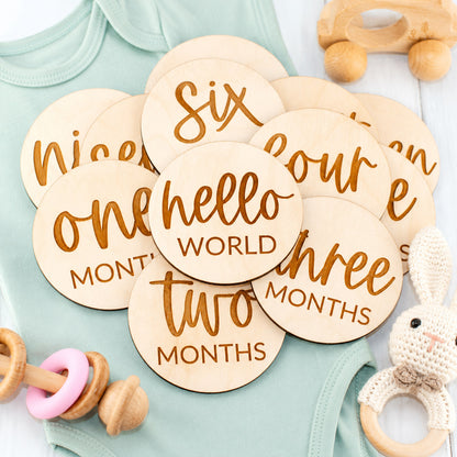 Personalized Baby Engraved Wooden Milestone Cards