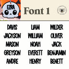 List of names in font 1 