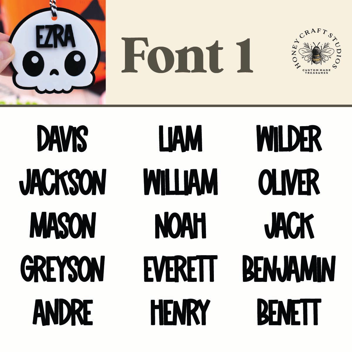 List of names in font 1 