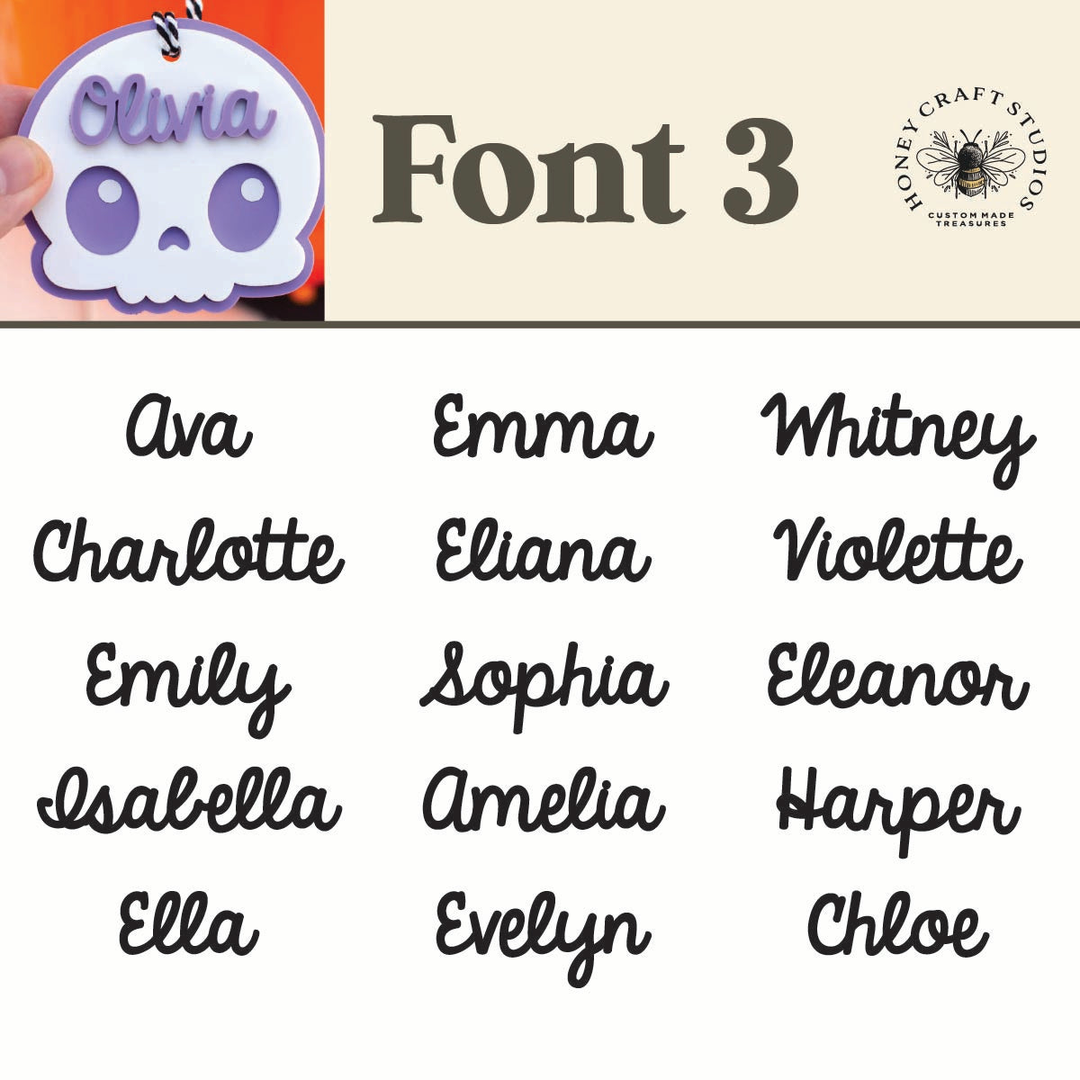 List of names in font 3