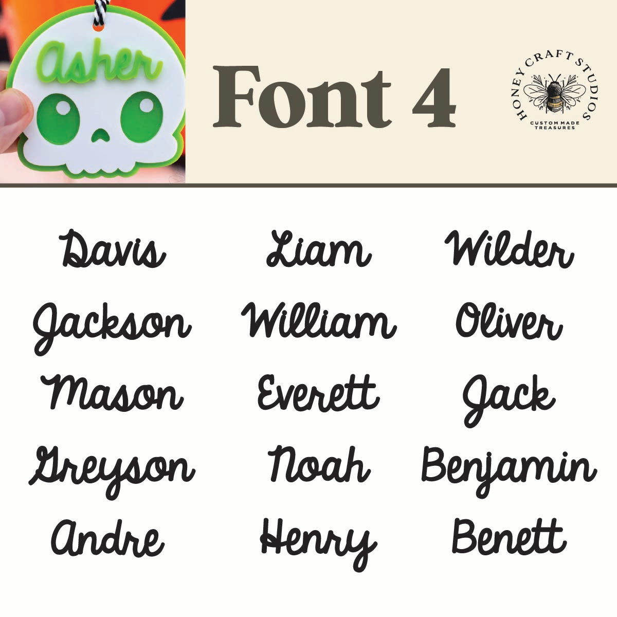 List of names in font 4