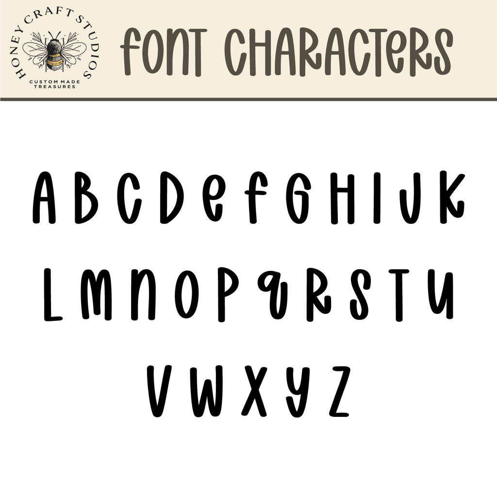 Font preview showing character examples for names of custom keychains in fixed bold style.