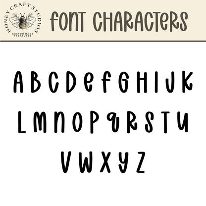 Font preview showing character examples for names of custom keychains in fixed bold style.
