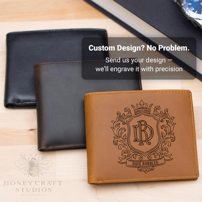 Customized Leather Wallet with Name Engraved Wallet for Men