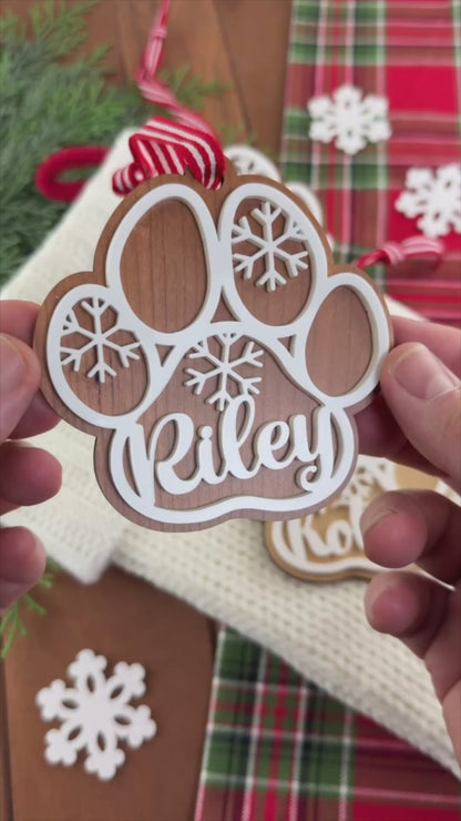 Custom Dog Paw Ornament | Personalized Pet Christmas Ornament