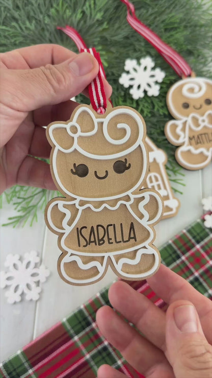 Personalized Gingerbread Girl Ornament | Custom Engraved Christmas