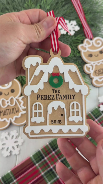 Personalized Gingerbread House Ornament | Custom Family Christmas