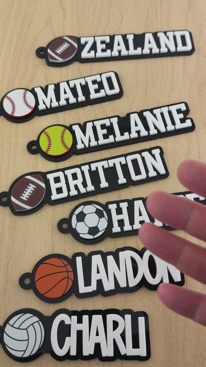 Personalized Sports Name Tag Keychain – Custom Bag Tag for Kids, Teams, and Athletes