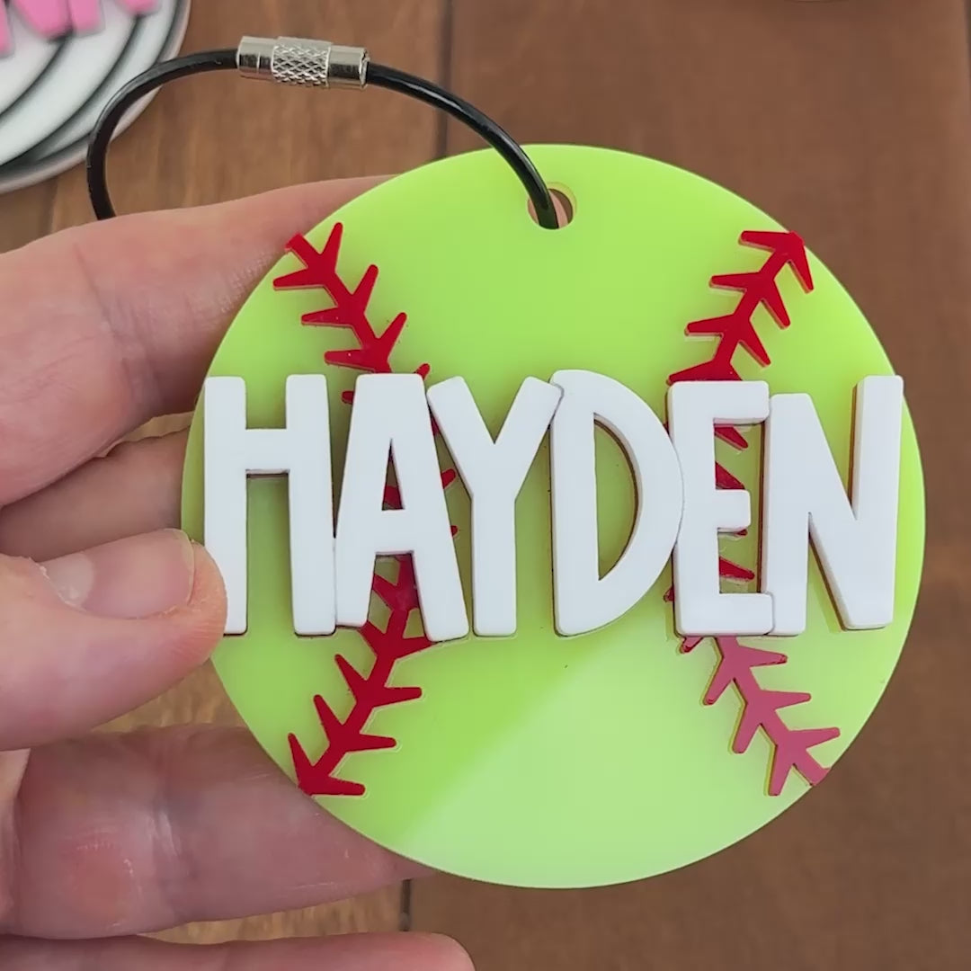 Personalized Softball Ball Name Tag