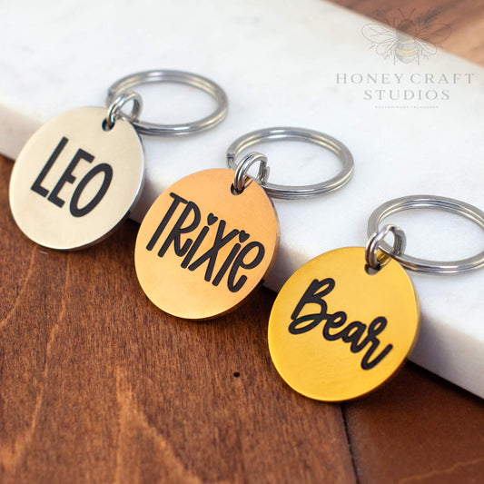 Deep Engraved Circle Dog Tag | Personalized Pet ID Tag