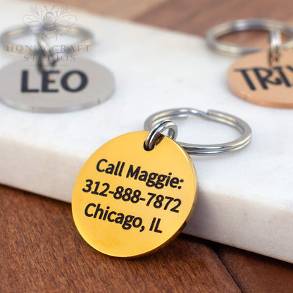 Deep Engraved Circle Dog Tag | Personalized Pet ID Tag