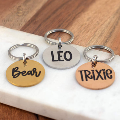 Deep Engraved Circle Dog Tag | Personalized Pet ID Tag