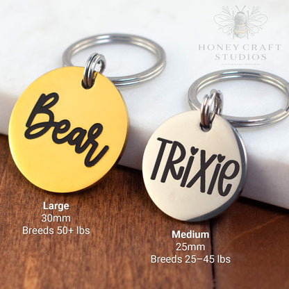 Deep Engraved Circle Dog Tag | Personalized Pet ID Tag