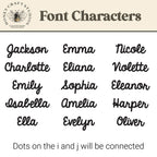 List of common names in a cursive font